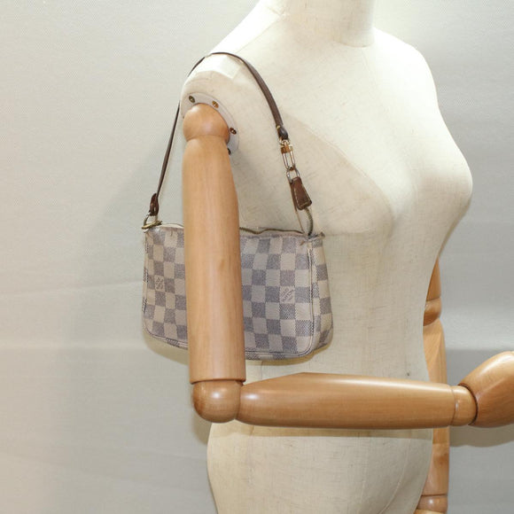 LOUIS VUITTON Damier Azur Pochette Accessoires Pouch N51986 LV Auth bs8588