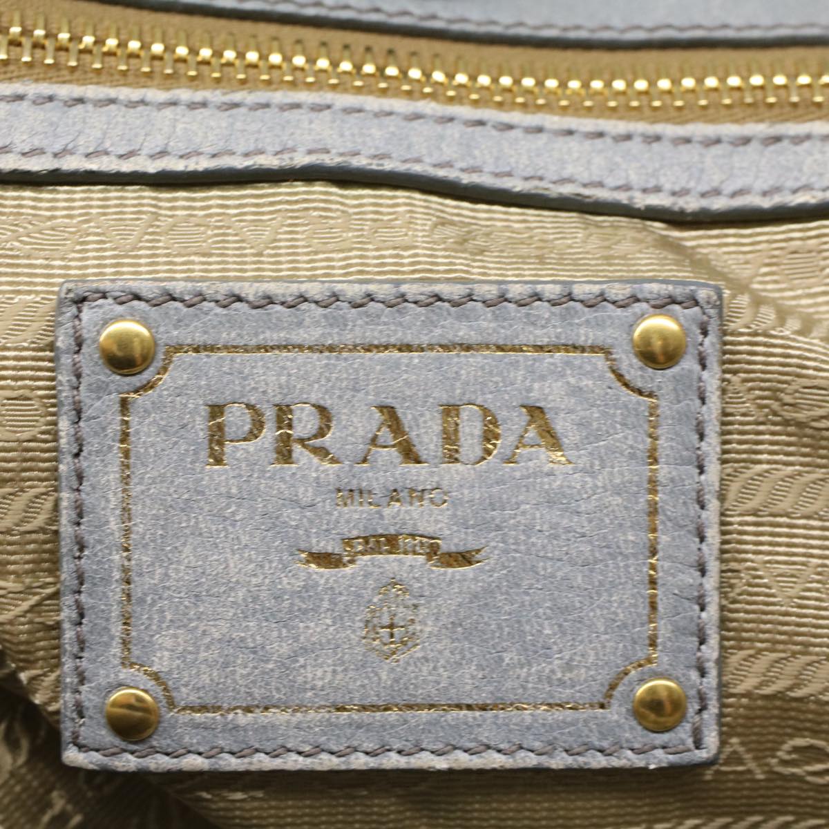 PRADA Shoulder Bag Leather 2way Gray Auth bs8598