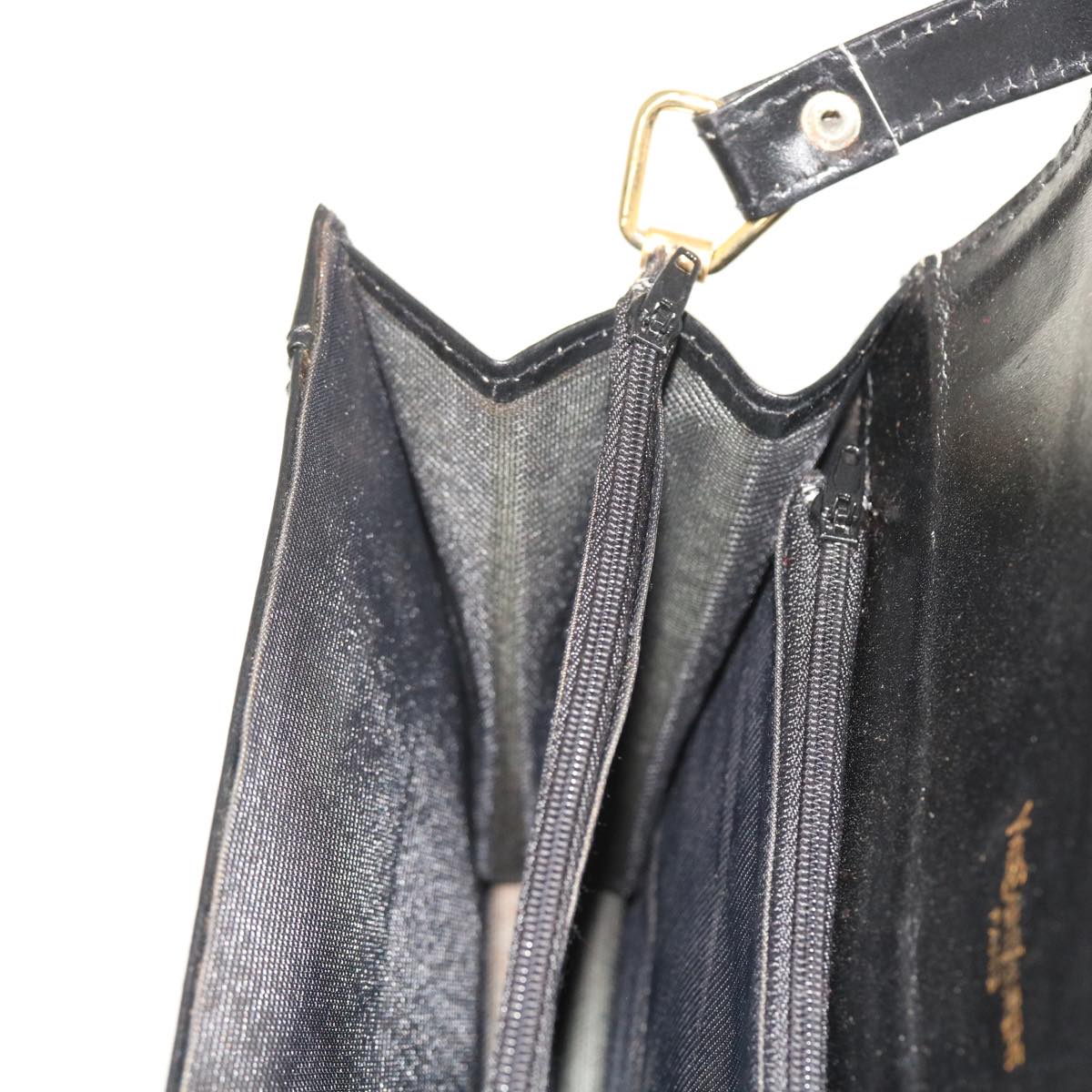 SAINT LAURENT Shoulder Bag Leather Black Auth bs8615