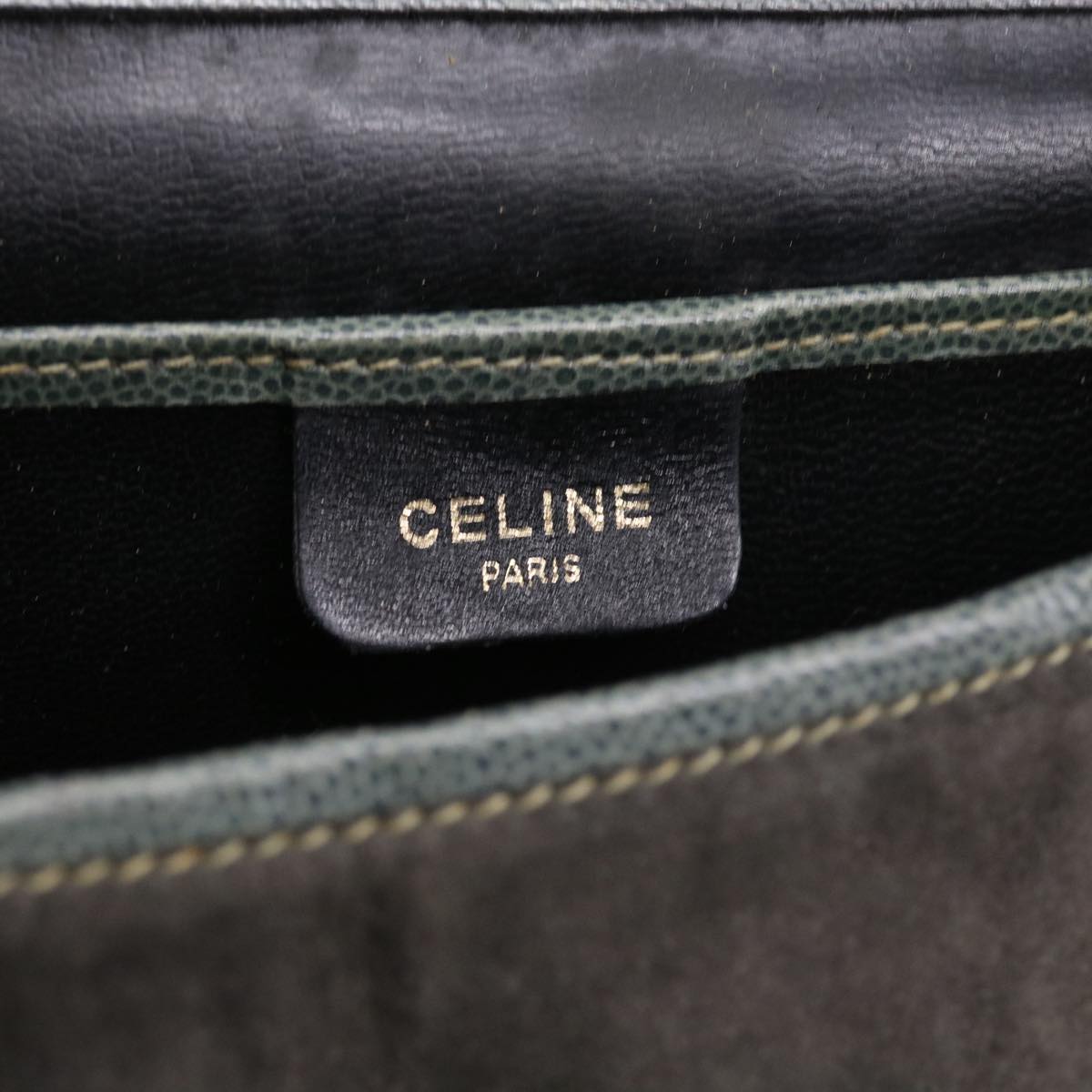 CELINE Shoulder Bag Suede Gray Auth bs8616