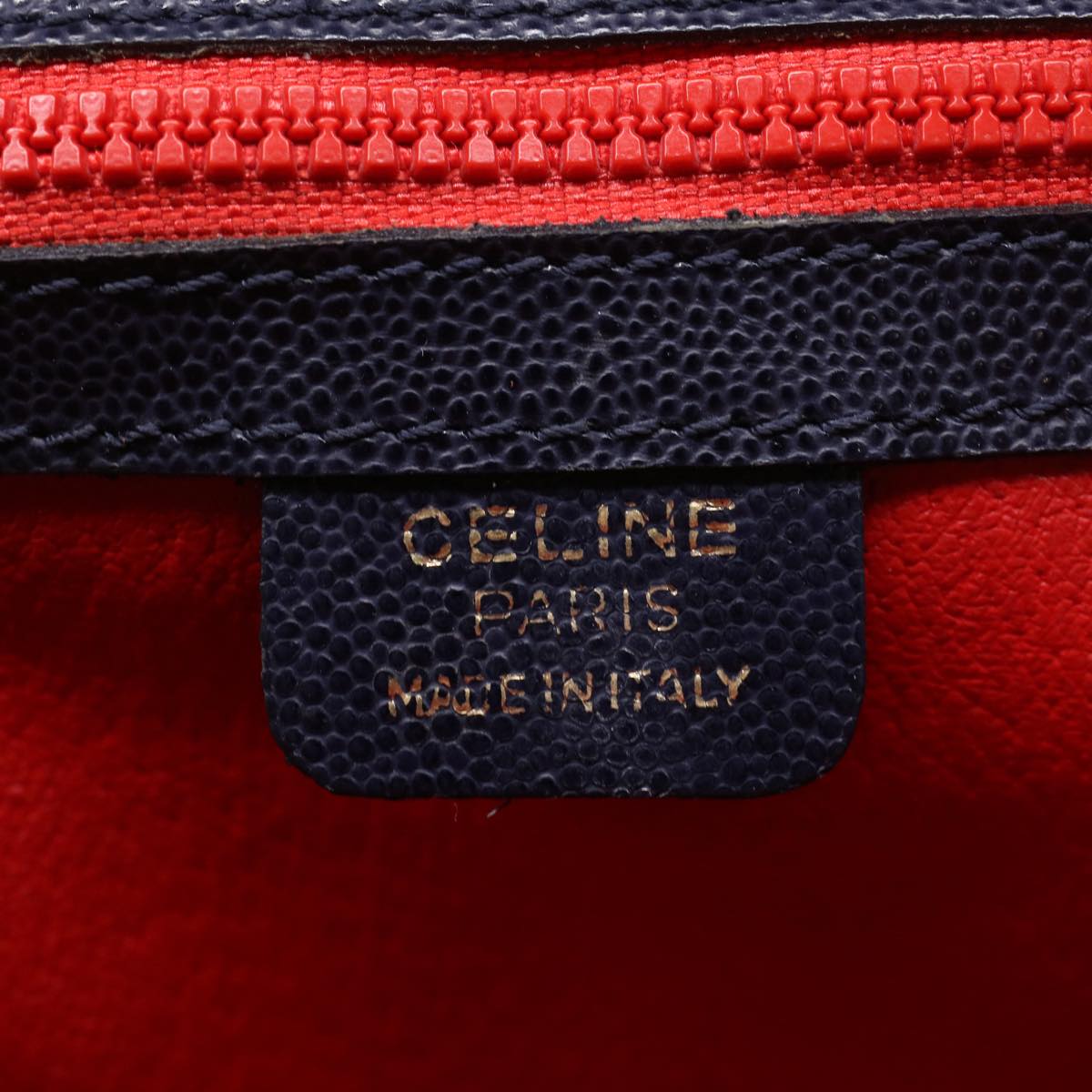 CELINE Shoulder Bag Leather Navy Auth bs8617