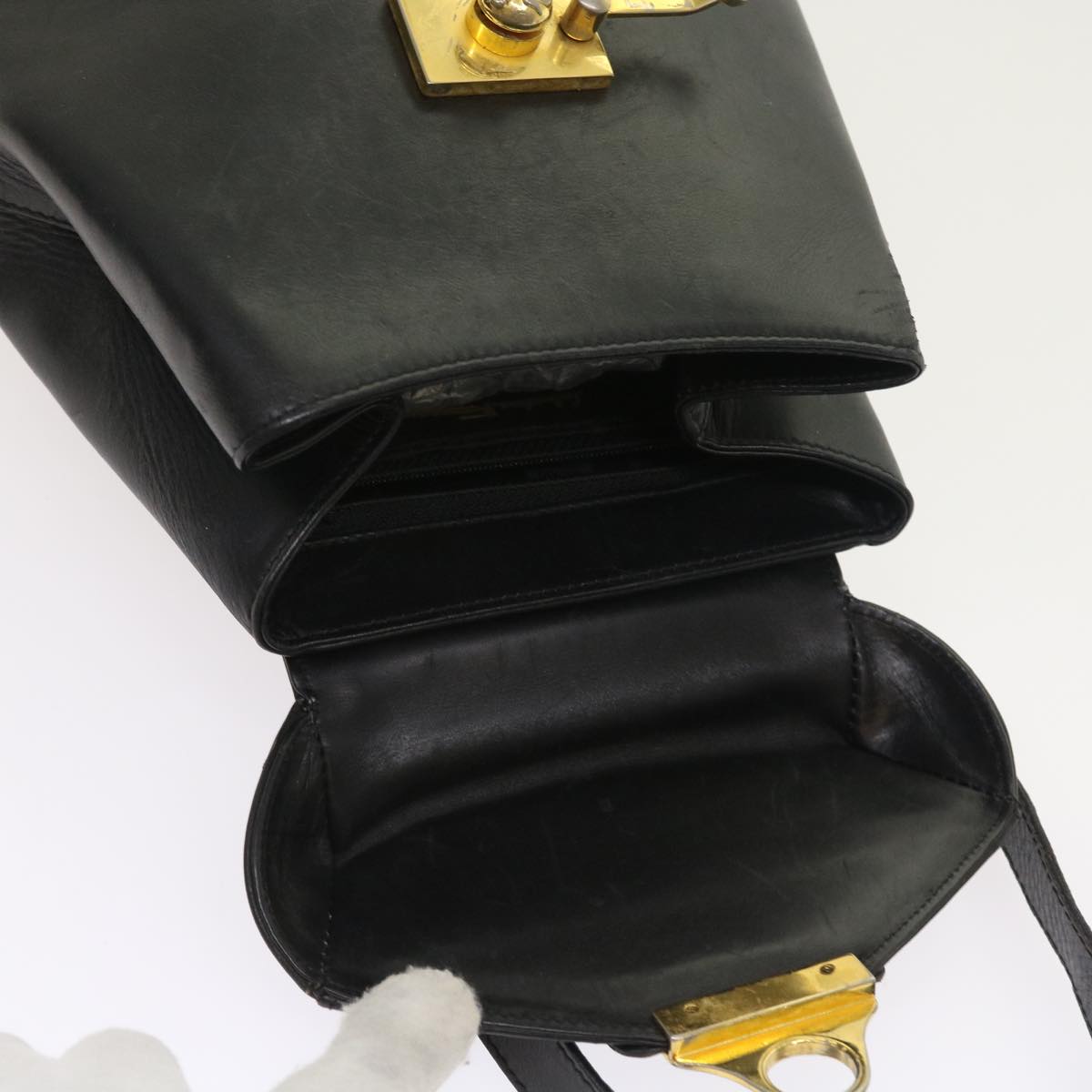 Salvatore Ferragamo Shoulder Bag Leather 2Set Black Auth bs8626