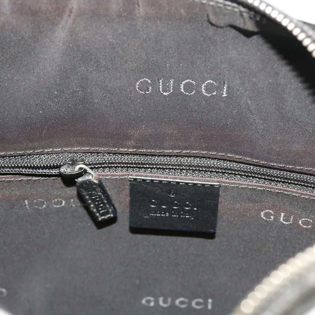 GUCCI Shoulder Bag Canvas Black Auth bs8637