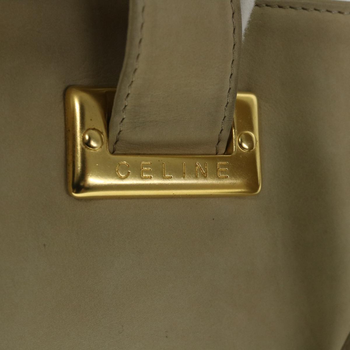 CELINE Shoulder Bag Suede Beige Auth bs8698