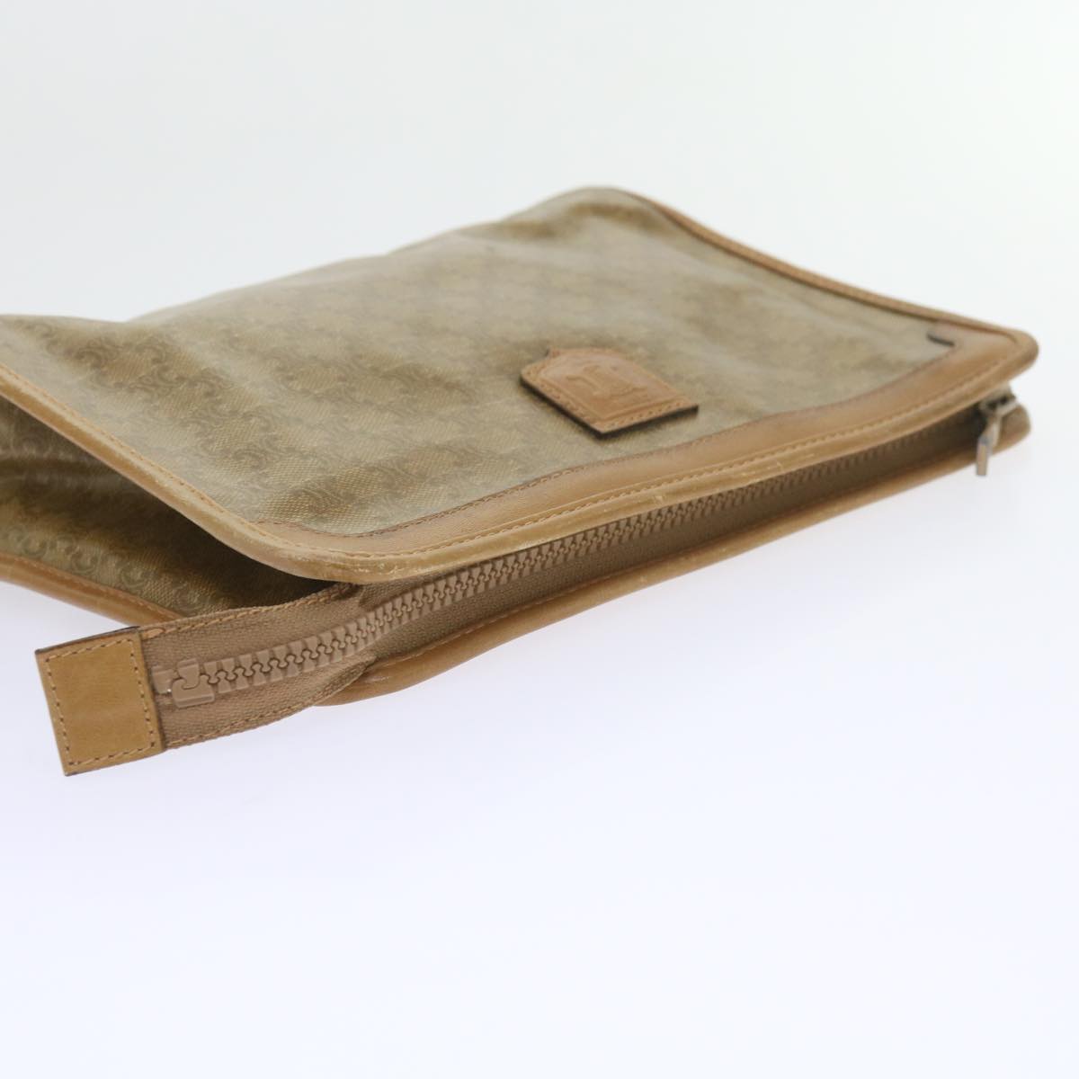 CELINE Macadam Canvas Clutch Bag PVC Leather 4Set Brown Beige Auth bs8705