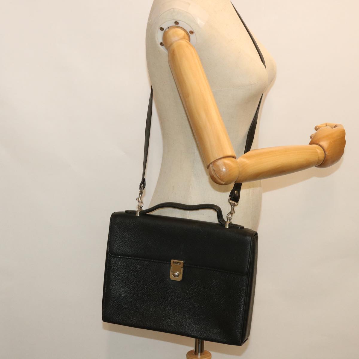Burberrys Hand Bag Leather 2way Black Auth bs8729