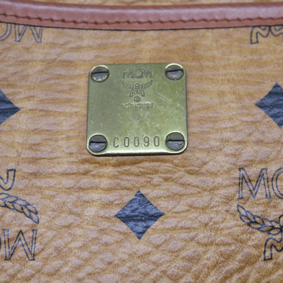 MCM Vicetos Logogram Shoulder Bag PVC Leather 2Set Brown Black Auth bs8737