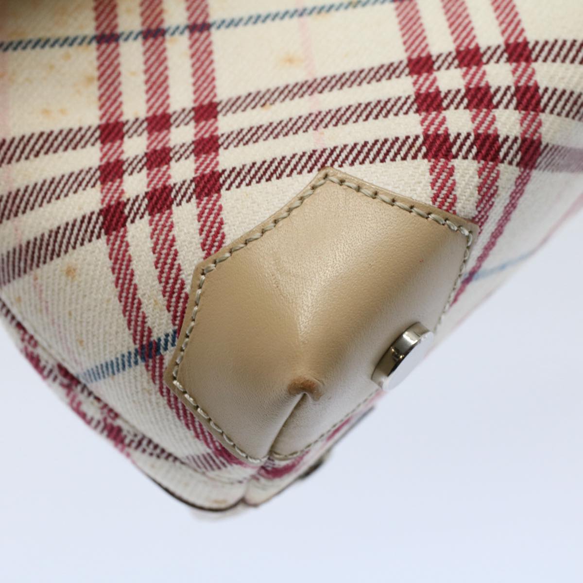 BURBERRY Nova Check Blue Label Accessory Pouch Canvas Beige Auth bs8753