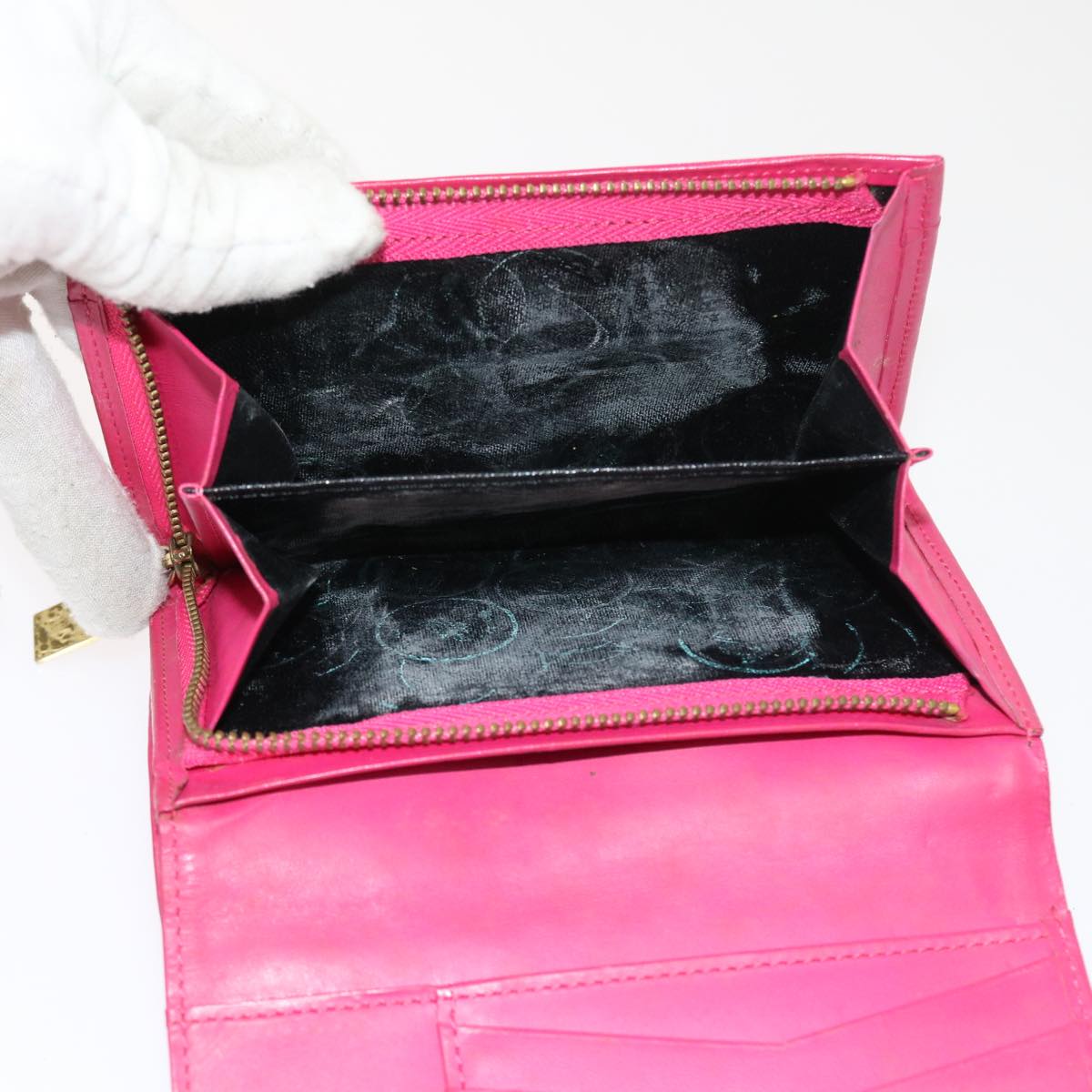 SAINT LAURENT Clutch Bag Wallet Leather 5Set Beige Pink Auth bs8757