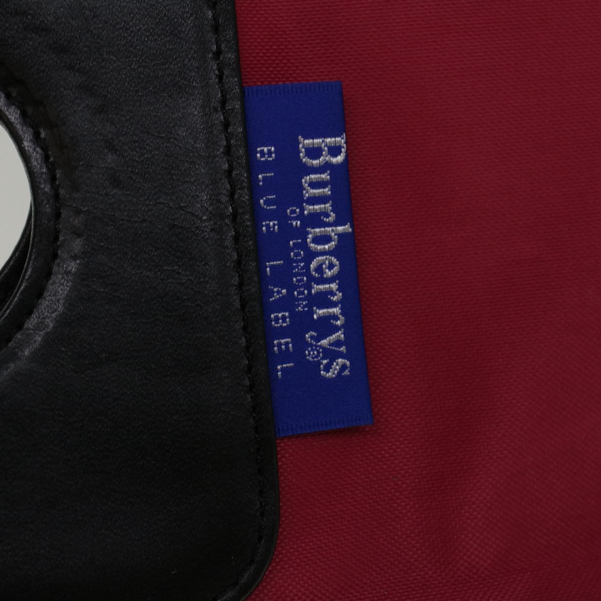 Burberrys Nova Check Blue Label Hand Bag Nylon Red Gray Auth bs8760