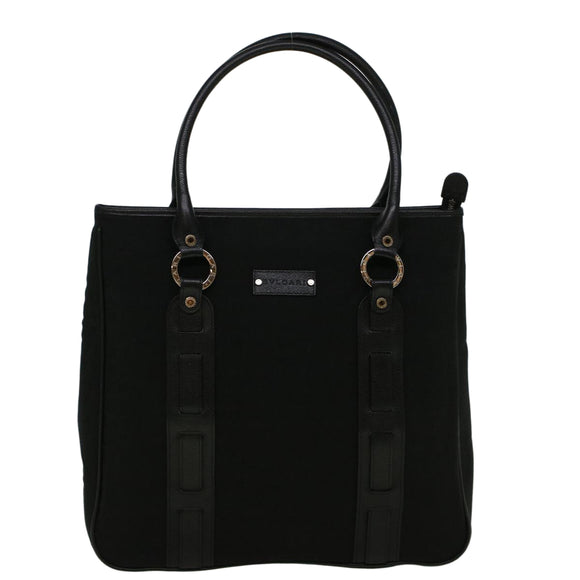 BVLGARI Tote Bag Canvas Black Auth bs8797