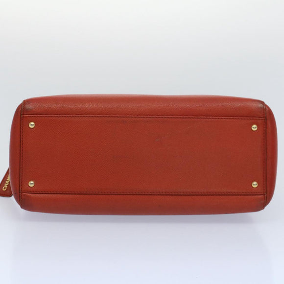 CHANEL Shoulder Bag Leather Orange CC Auth bs8843