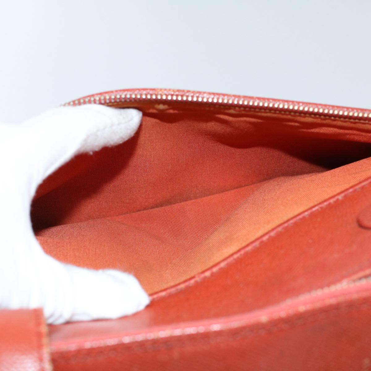 CHANEL Shoulder Bag Leather Orange CC Auth bs8843