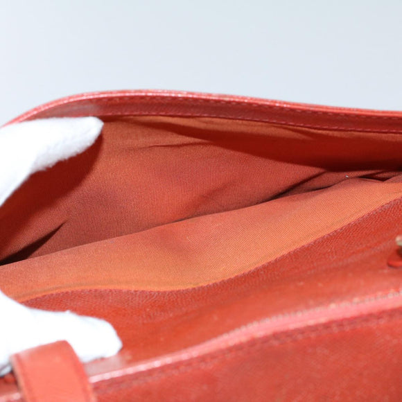 CHANEL Shoulder Bag Leather Orange CC Auth bs8843