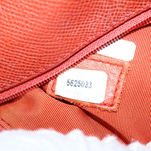 CHANEL Shoulder Bag Leather Orange CC Auth bs8843