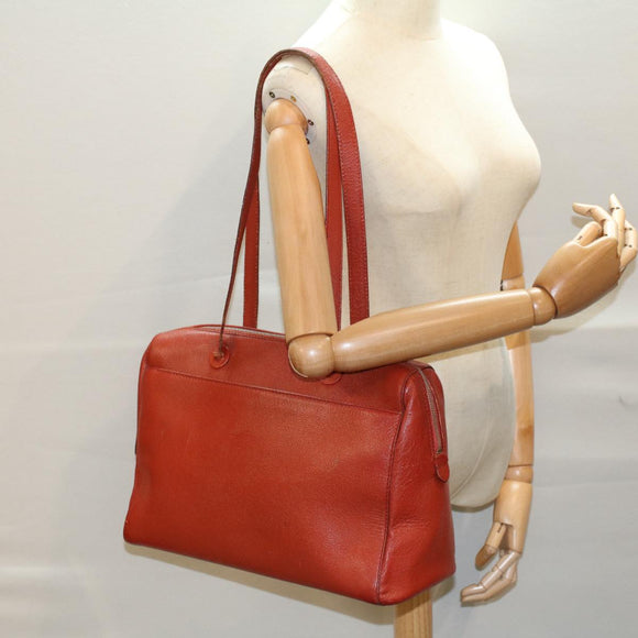 CHANEL Shoulder Bag Leather Orange CC Auth bs8843