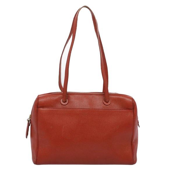 CHANEL Shoulder Bag Leather Orange CC Auth bs8843