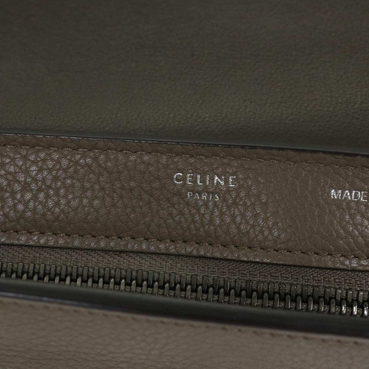 CELINE Trapeze Hand Bag Leather 2way Brown Gray Auth bs8887