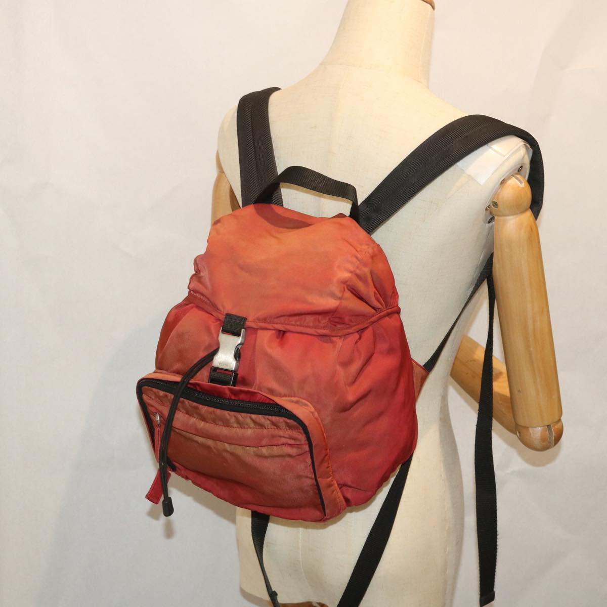 PRADA Backpack Nylon Red Auth bs8895