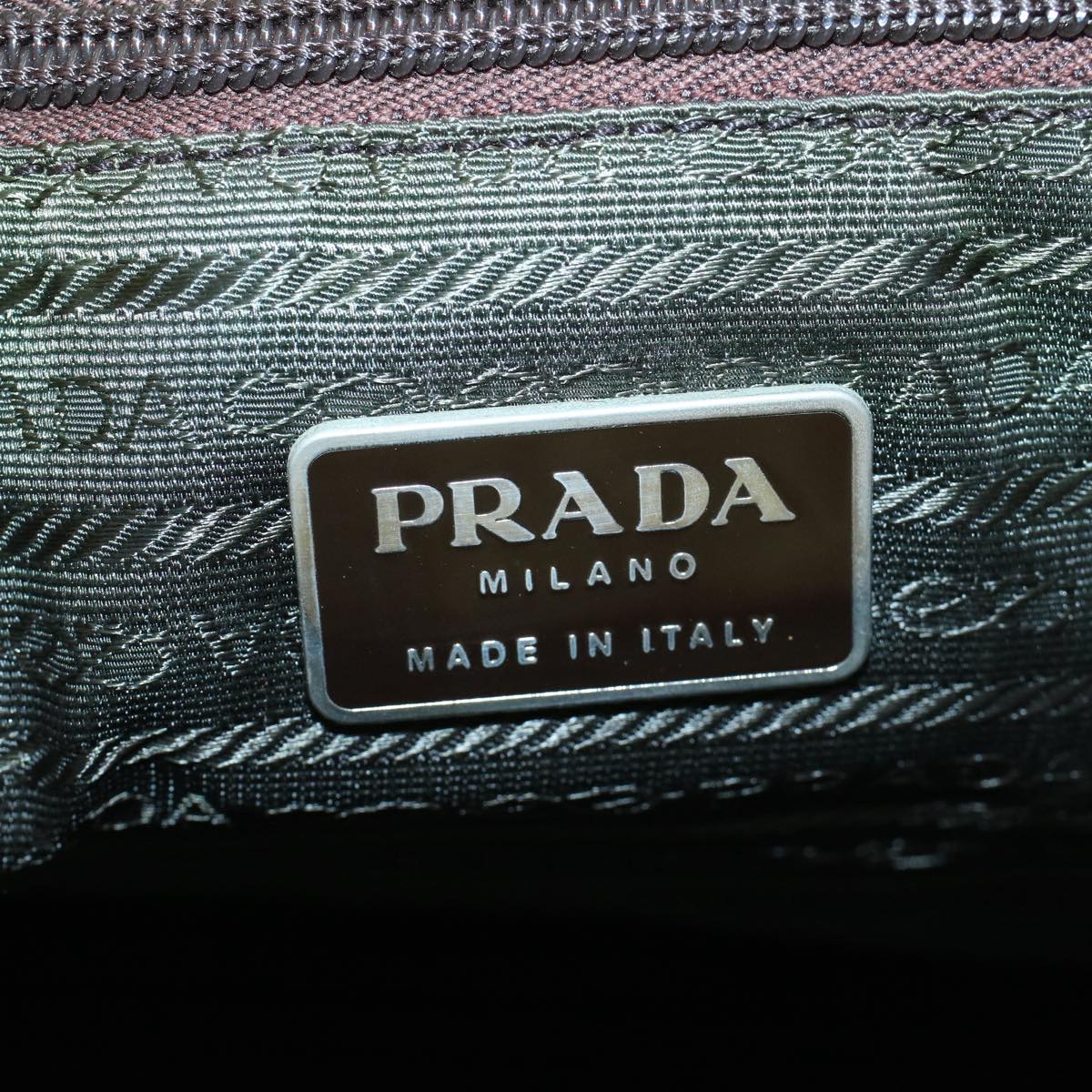 PRADA Tote Bag Nylon Leather Khaki Auth bs8917