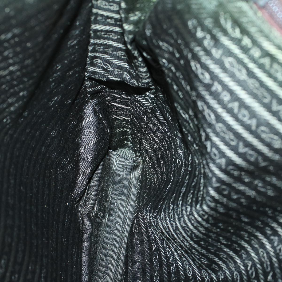 PRADA Tote Bag Nylon Leather Khaki Auth bs8917