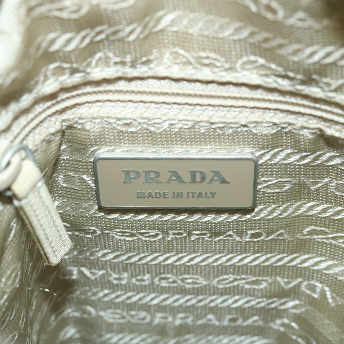 PRADA Shoulder Bag Nylon Beige Auth bs8952