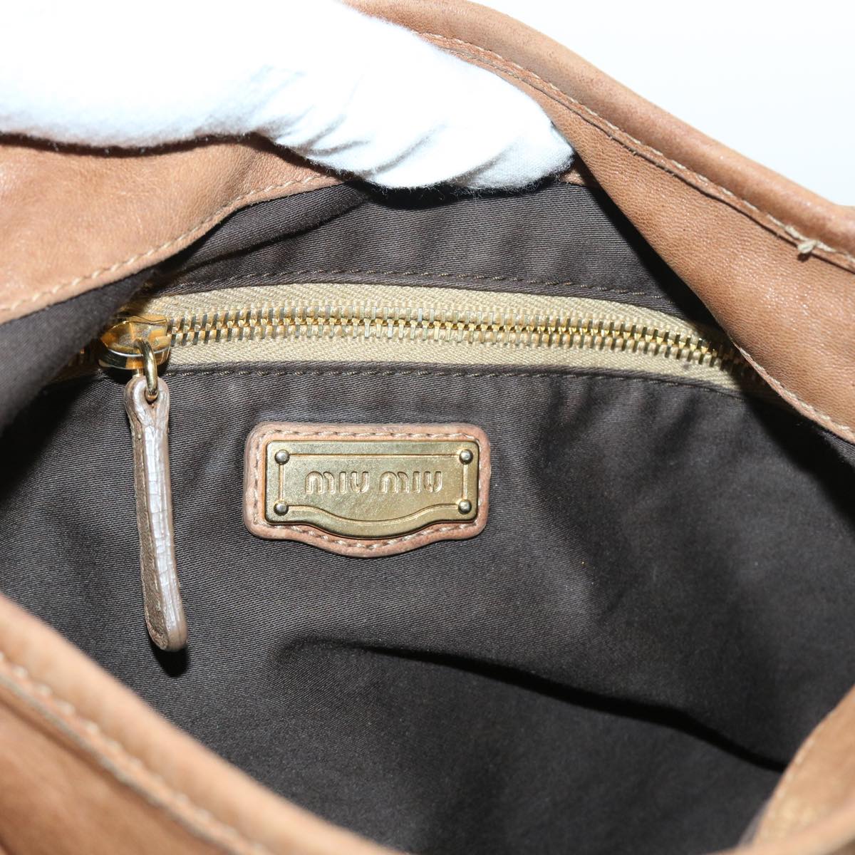 Miu Miu Shoulder Bag Leather 2way Brown Auth bs8972