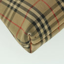 Burberrys Nova Check Clutch Bag Canvas Nylon Beige Auth bs9050-15