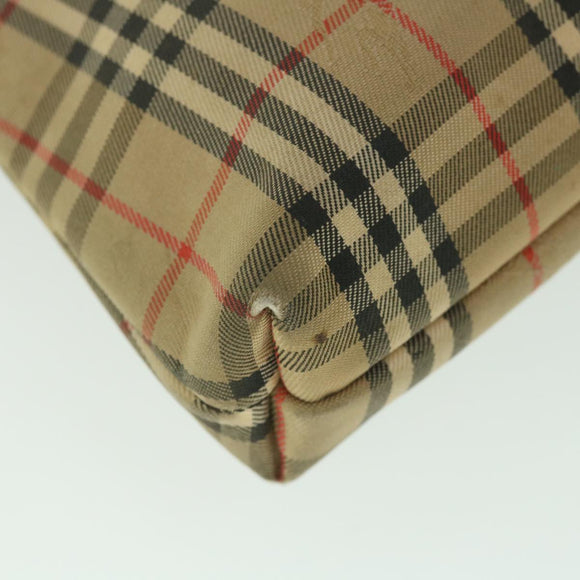 Burberrys Nova Check Clutch Bag Canvas Nylon Beige Auth bs9050