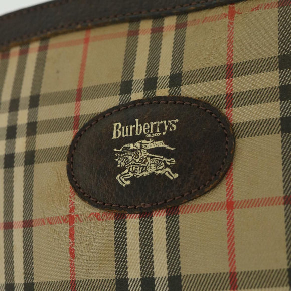 Burberrys Nova Check Clutch Bag Canvas Nylon Beige Auth bs9050