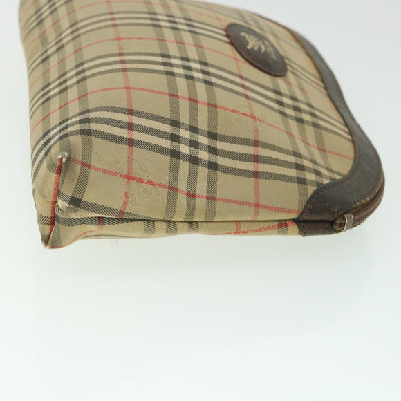 Burberrys Nova Check Clutch Bag Canvas Nylon Beige Auth bs9050