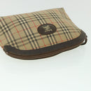 Burberrys Nova Check Clutch Bag Canvas Nylon Beige Auth bs9050-5