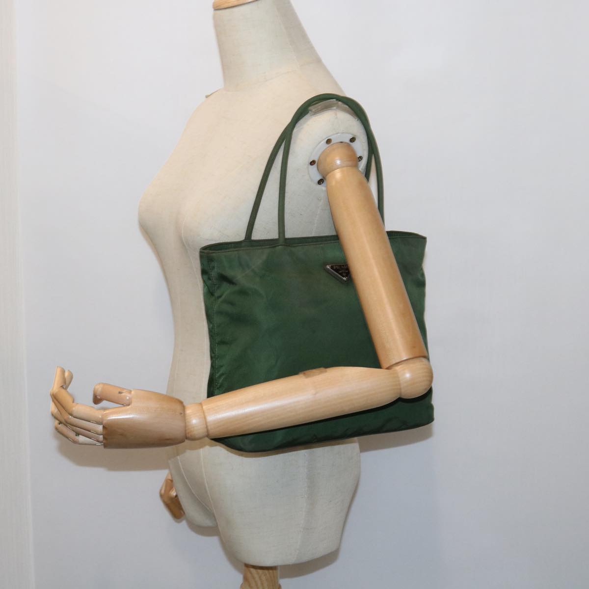 PRADA Shoulder Bag Nylon Green Auth bs9088