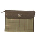 Burberrys Nova Check Clutch Bag Nylon Canvas Brown Auth bs9092-13