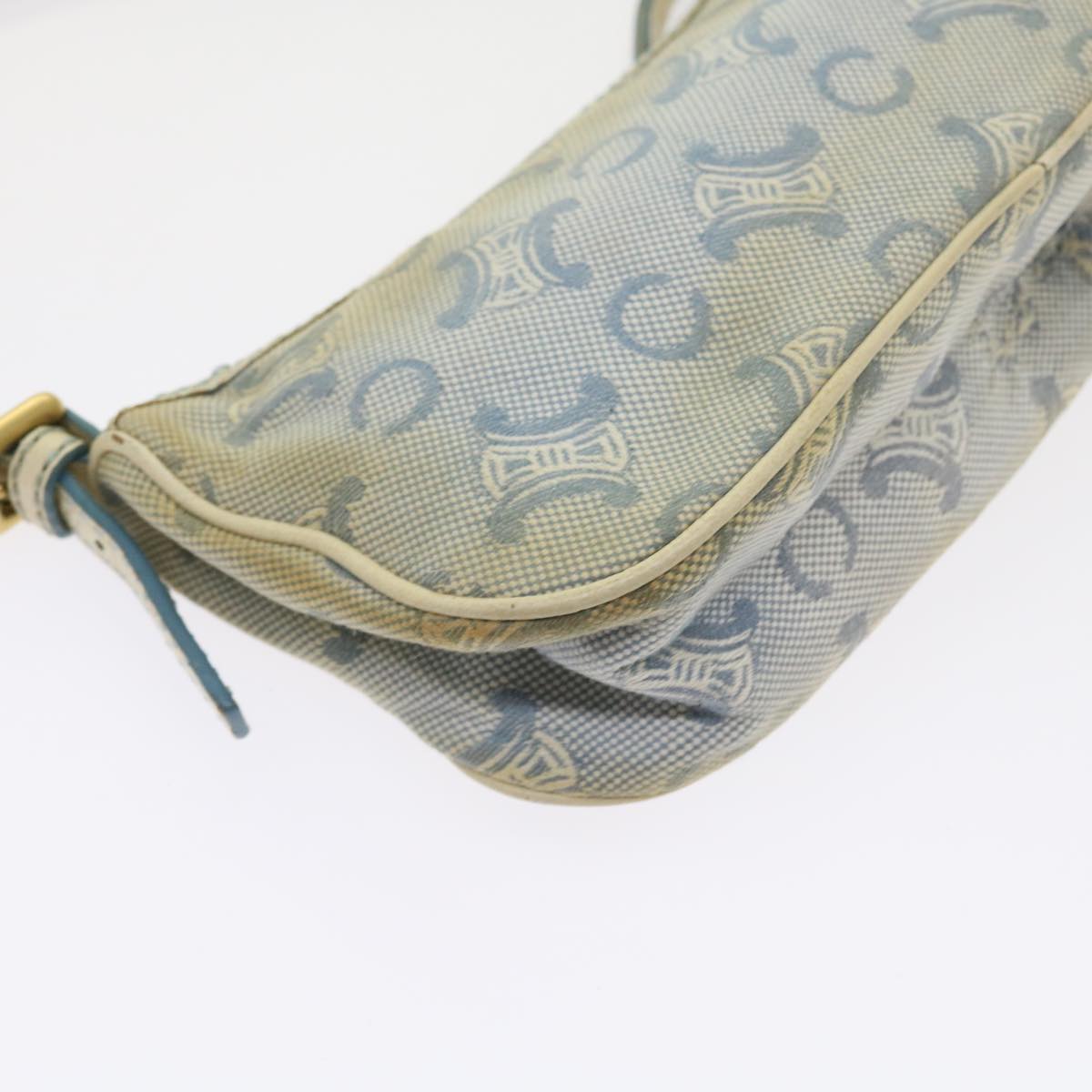 CELINE C Macadam Canvas Accessory Pouch Light Blue Auth bs9099