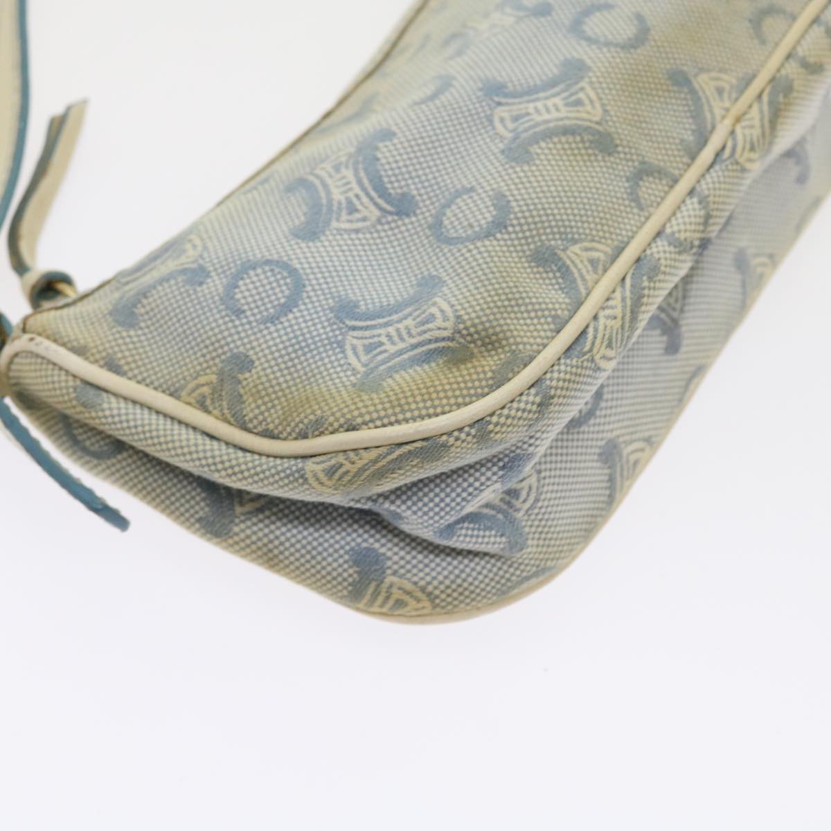 CELINE C Macadam Canvas Accessory Pouch Light Blue Auth bs9099