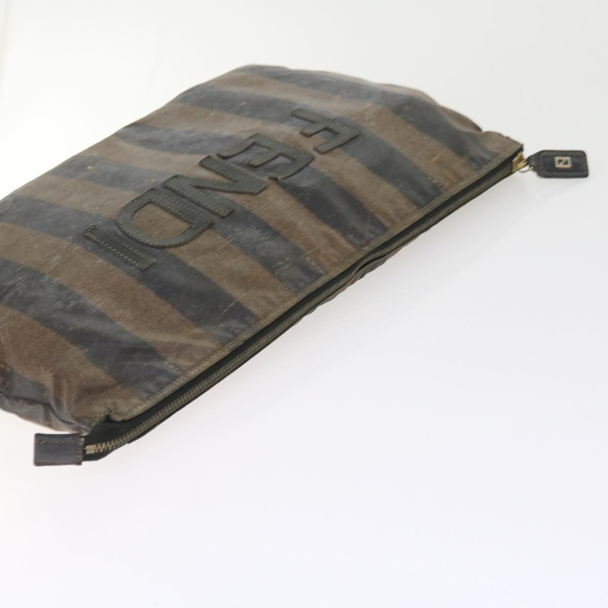 FENDI Pecan Canvas Hand Bag Coated Canvas 3Set Brown Black Auth bs9108