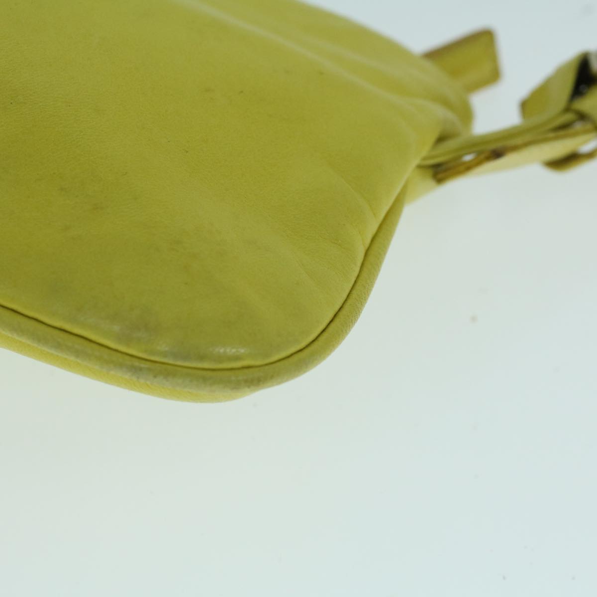 FENDI Mamma Baguette Shoulder Bag Leather Yellow 2354 26685 008 Auth bs9132