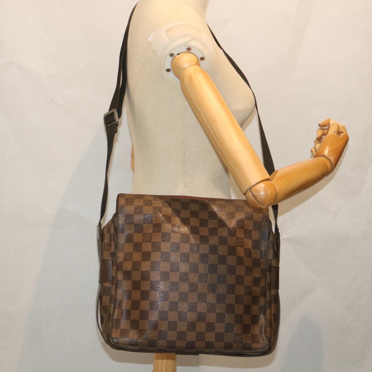 LOUIS VUITTON Damier Ebene Naviglio Shoulder Bag N45255 LV Auth bs9133