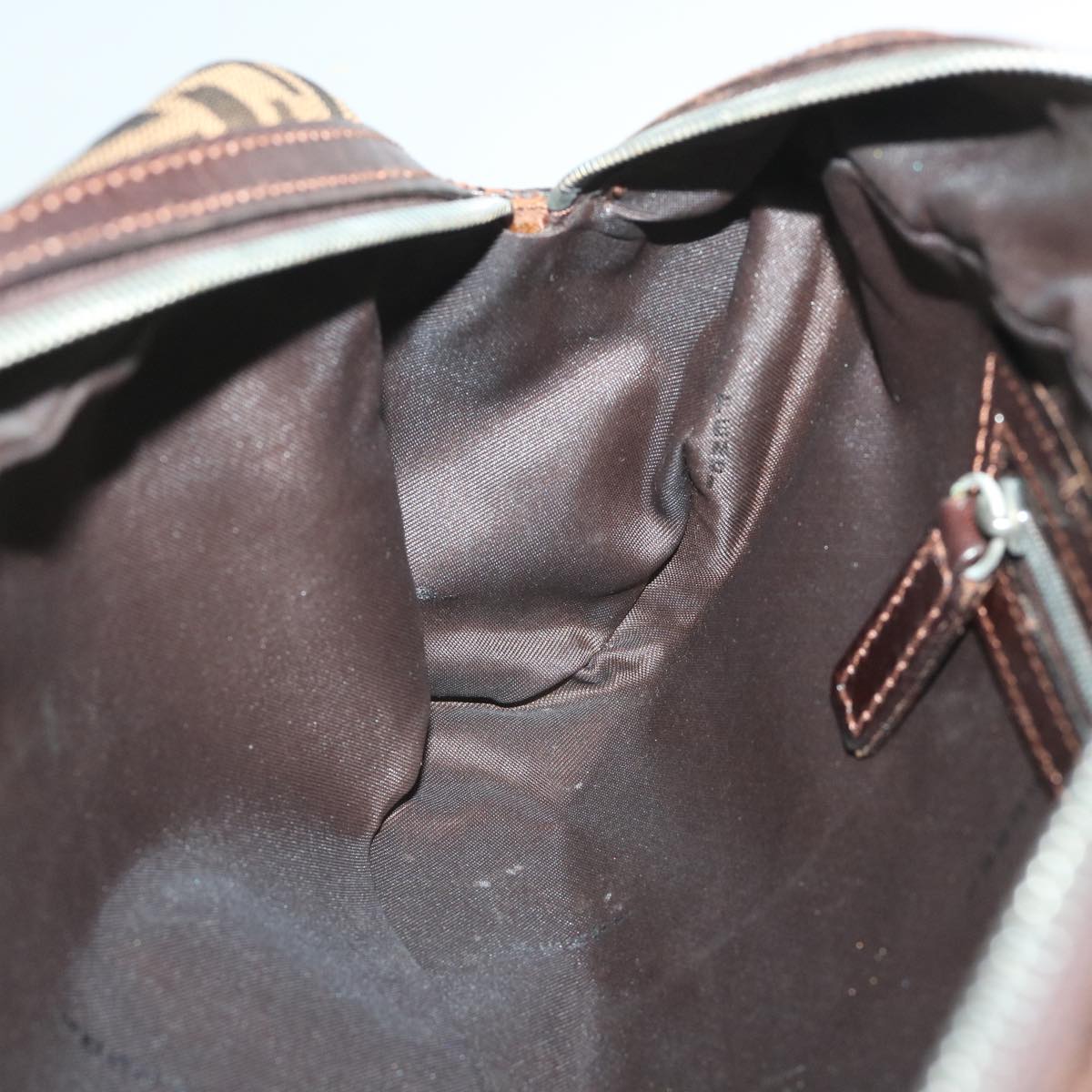 FENDI Zucca Canvas Shoulder Bag Brown 71 16560 0 012 Auth bs9134