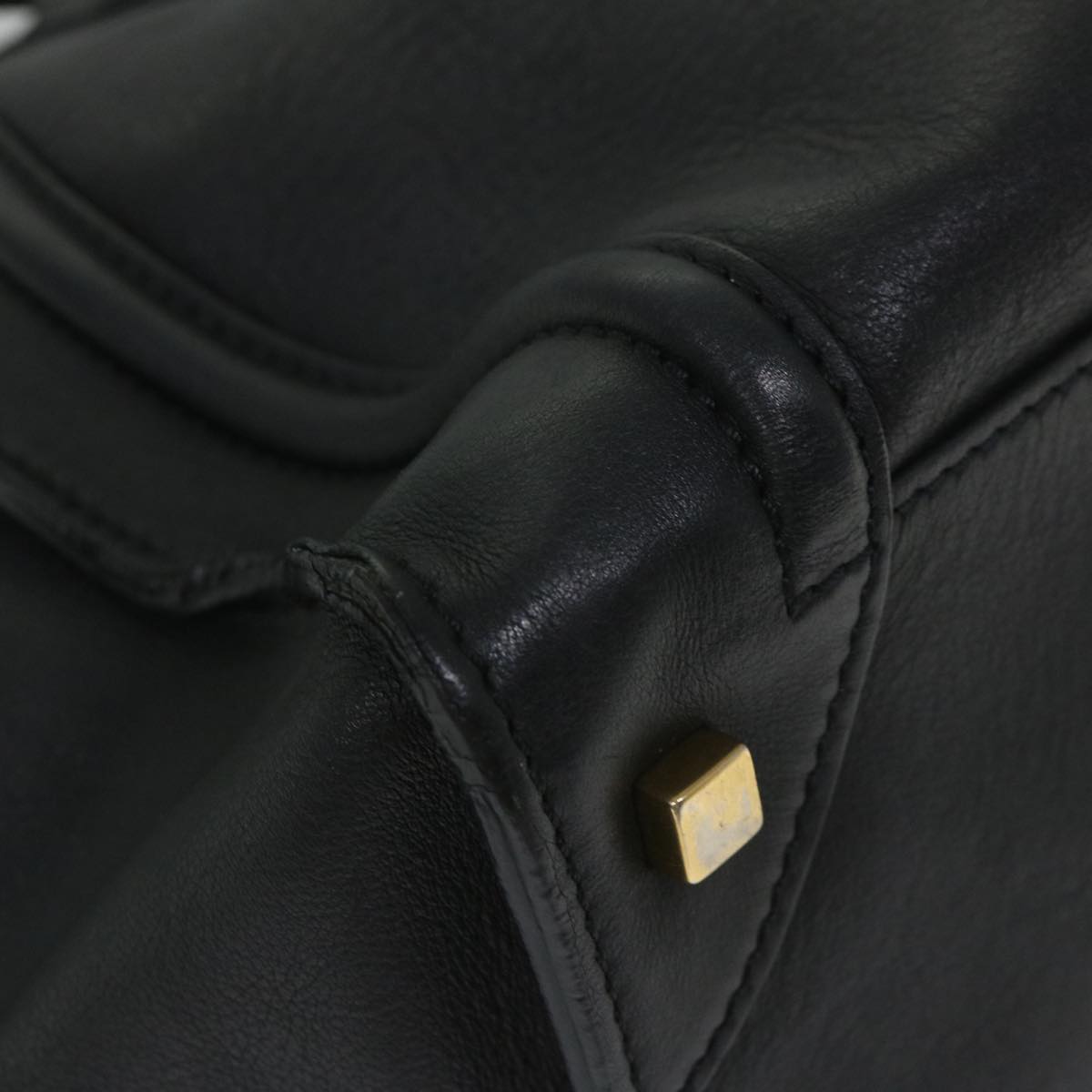 CELINE Luggage Tote Bag Leather Black Auth bs9159