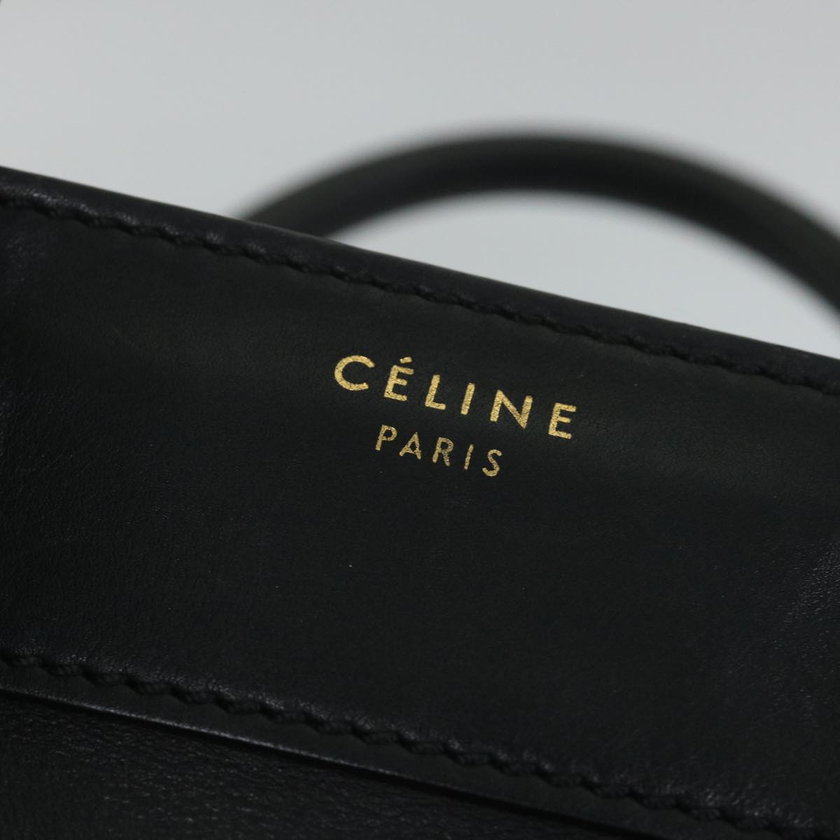 CELINE Luggage Tote Bag Leather Black Auth bs9159