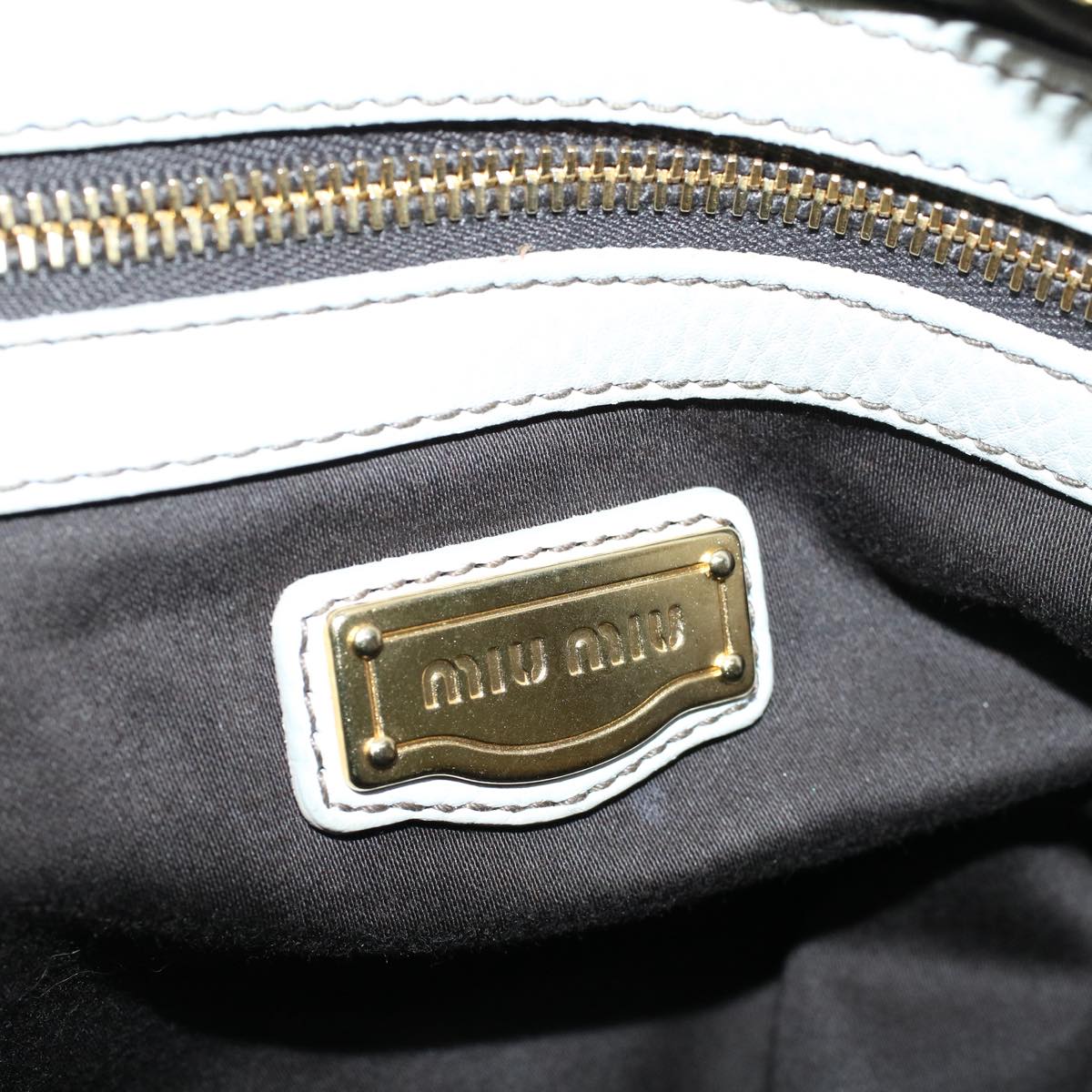 Miu Miu Hand Bag Leather White Auth bs9198