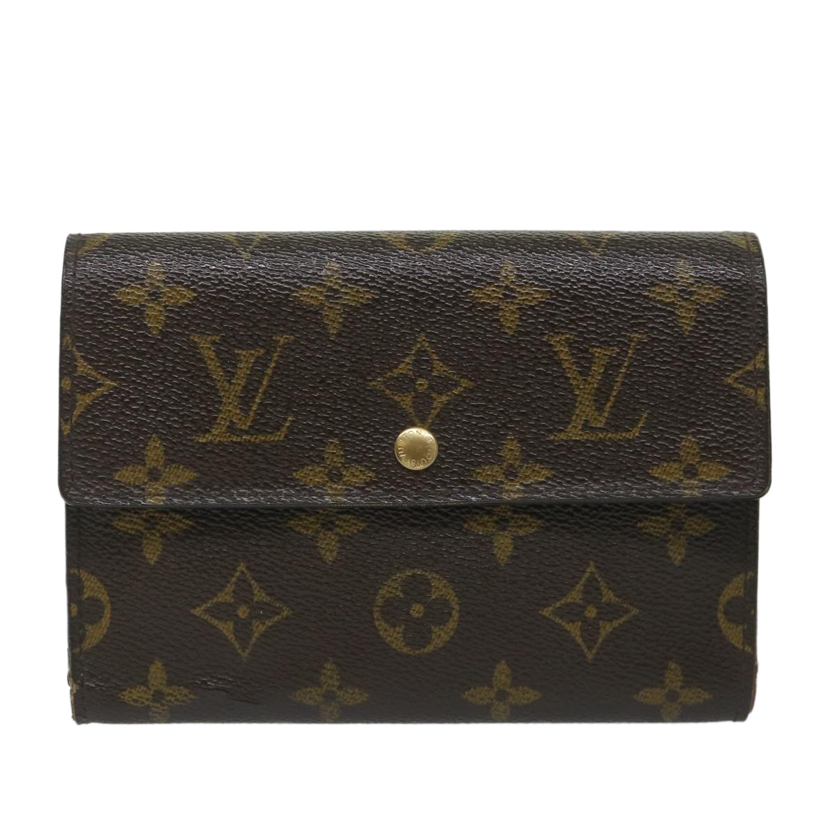 LOUIS VUITTON Monogram Porte Tresor Etui Chequier Wallet M61200 LV Auth bs9204