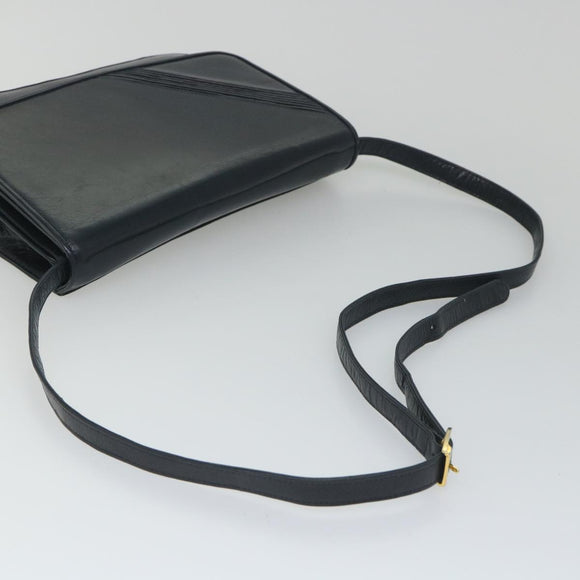 BALLY Shoulder Bag Leather Black Auth bs9210