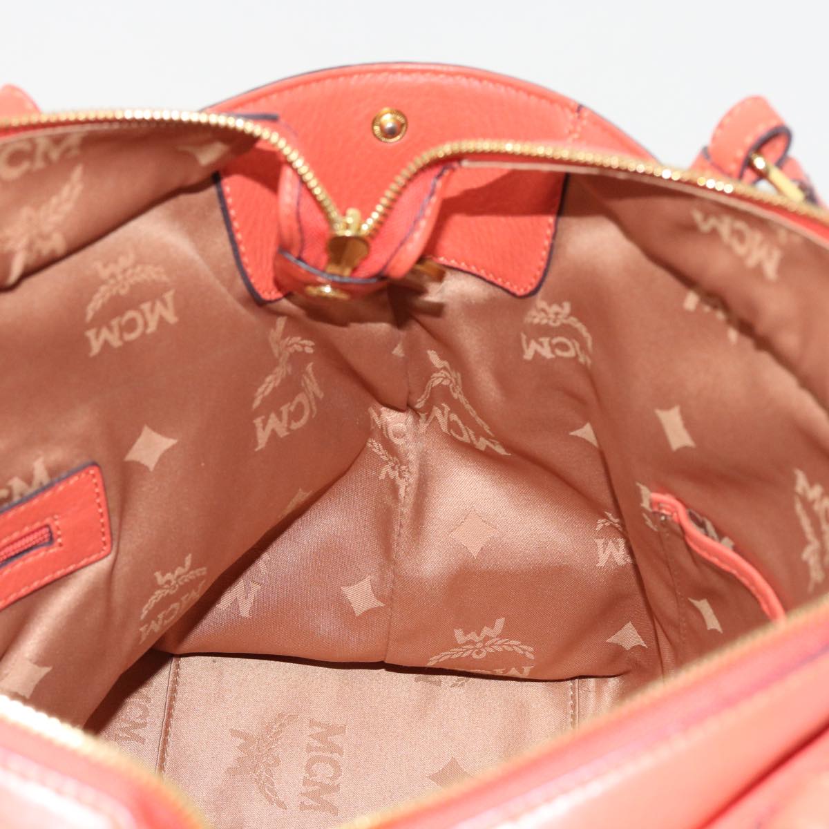 MCM Shoulder Bag Leather 2way Orange Auth bs9215