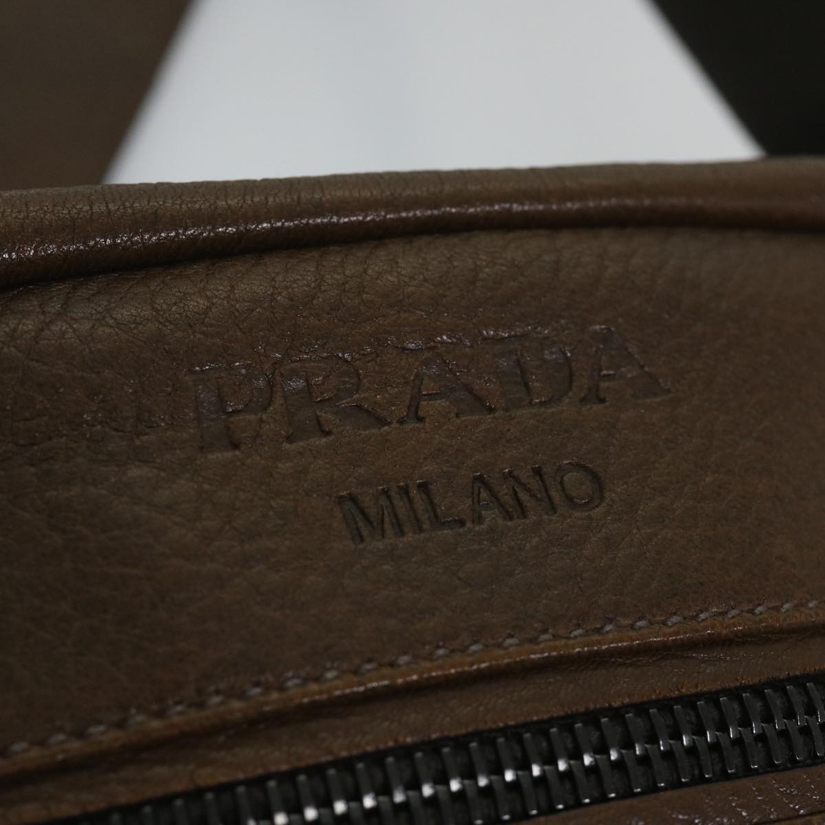 PRADA Shoulder Bag Leather Brown Auth bs9219