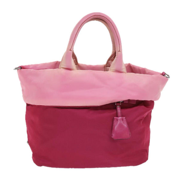 PRADA Hand Bag Nylon 2way Pink Auth bs9228