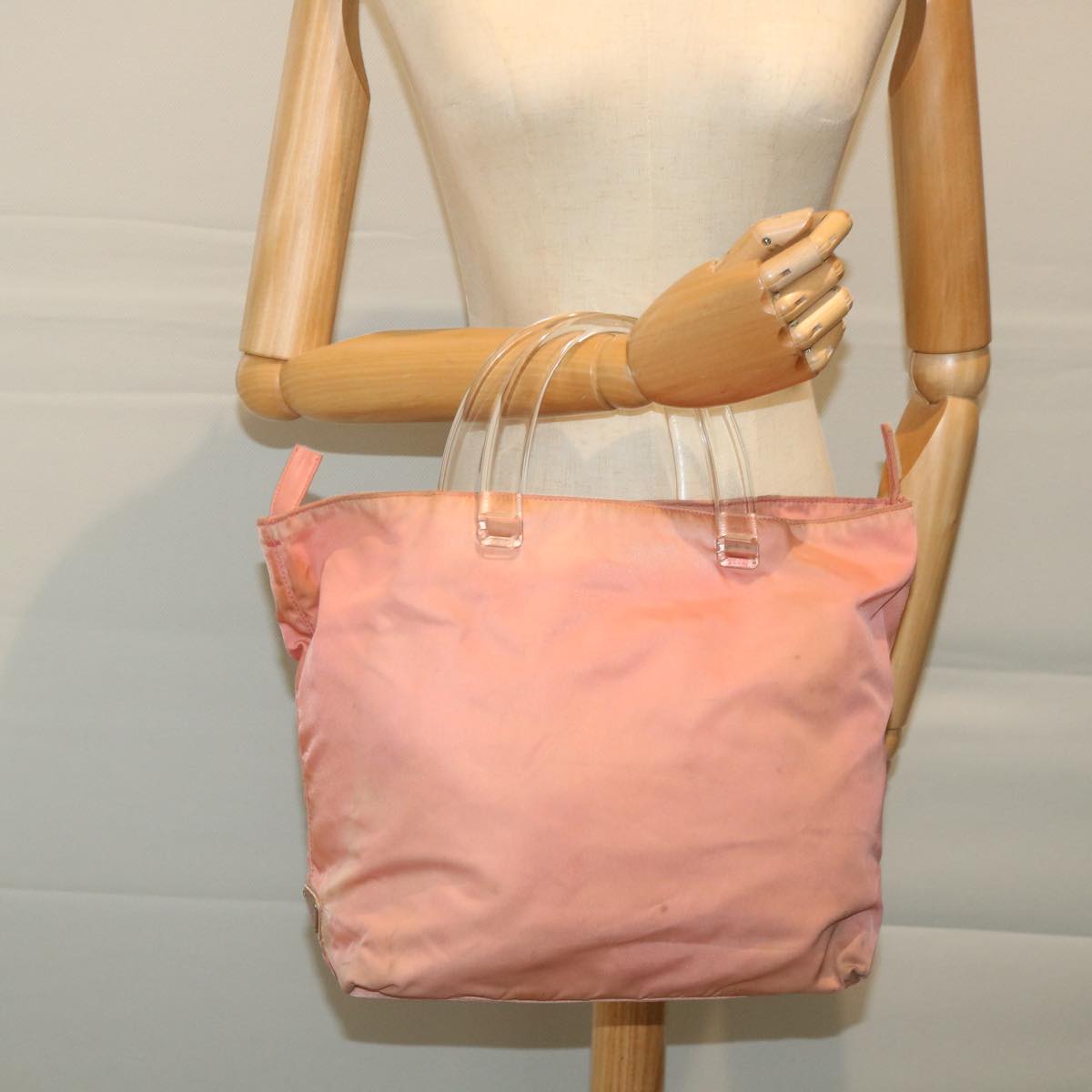 PRADA Hand Bag Nylon Pink Auth bs9237
