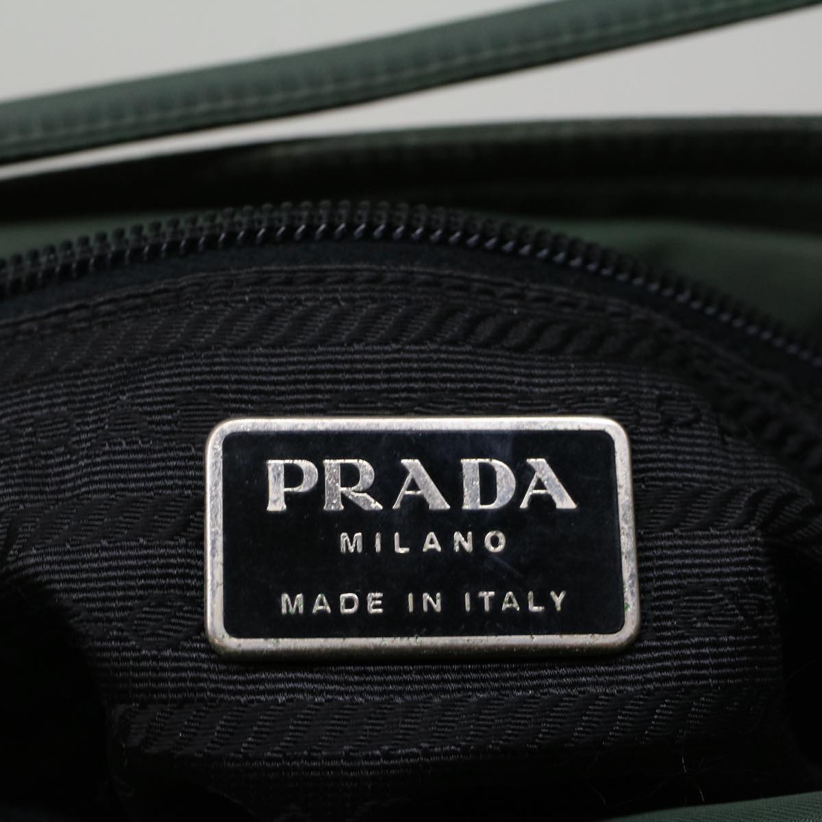 PRADA Shoulder Bag Nylon Green Auth bs9257